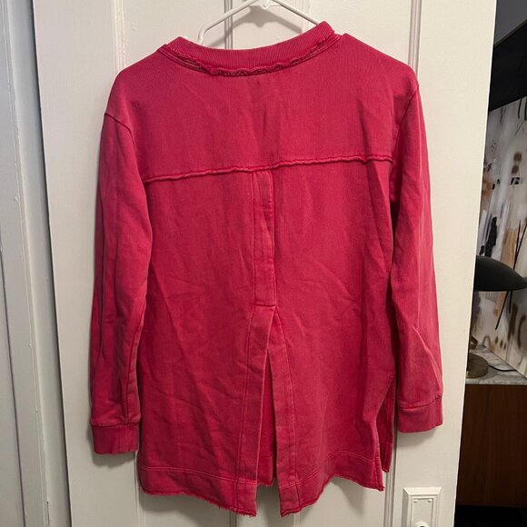 SALE!!!  Anthropoligie pilcro sweatshirt hot pink with slits SZ XS - Picture 3 of 7
